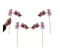 CURTEK 4-Pack Artificial Flowers Real Touch Latex Phalaenopsis 17.7inch Artificial Orchid Stem Bouquets for Wedding Party Home Garden Decor (Purple Point)