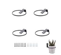 CURTEK 4 Pack Flower Plant Holder 4 Inch Ring Flower Pot Holder Wall Mounted Plant Hangers Collapsible Bracket for Indoor and Outdoor