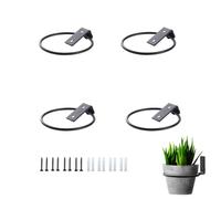CURTEK 4 Pack Flower Plant Holder 6 Inch Ring Flower Pot Holder Wall Mounted Plant Hangers Collapsible Bracket for Indoor and Outdoor