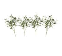 CURTEK 4 Pcs Artificial Olive Branches for Vases 19 Inch Faux Olive Branch Stems Leaves with Fruits for Home Decor Weddings Party Vase Decorative Floral Arrangement
