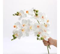 CURTEK 4 Pcs Orchid Stems Artificial Flowers Real Touch Latex Phalaenopsis 17.7inch Artificial Orchid Stem Bouquets for Wedding Party Home Garden Decor,White