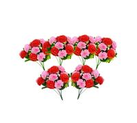 CURTEK 6 Bunches Bouquet of Artificial Silk Flower Carnations 12 Flower Heads Per Bunch 14.2inch Fake Carnations Plastic Flowers for Home Wedding Party Decoration,Red and Pink