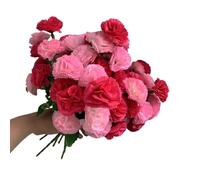 CURTEK 6 Bunches Bouquet of Artificial Silk Flower Carnations 14.2inch Fake Carnations Plastic Flowers 12 Flower Heads Per Bunch for Home Wedding Party Decoration (Rose red and Pink)