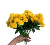 CURTEK 6 Bunches Bouquet of Artificial Silk Flower Carnations 14.2inch Fake Carnations Plastic Flowers 12 Flower Heads Per Bunch for Home Wedding Party Decoration (Yellow)