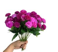 CURTEK 6 Bunches Bouquet of Artificial Silk Flower Carnations 14.2inch Fake Carnations Plastic Flowers 12 Flower Heads Per Bunch for Home Wedding Party Decoration (Purple)