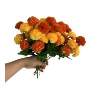 CURTEK 6 Bunches Bouquet of Artificial Silk Flower Carnations 14.2inch Fake Carnations Plastic Flowers 12 Flower Heads Per Bunch for Home Wedding Party Decoration (Yellow and Orange)