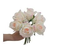 CURTEK 6 pcs Artificial Rose Flowers Real Touch Silk Rose 10.2 inch Single Stem Roses for Bridal Bouquets DIY Arrangement Bouquet Wedding Party Home Garden Decor (Pink)