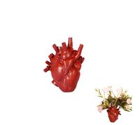 CURTEK Decorative Flower vase for Home Decor 6.3 x 4.3 Inch Creative Heart Art Resin Vase Human Heart Shaped Vase Statue for Home Decor Craft Ornaments Creative Gift (Red)