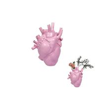 CURTEK Decorative Flower vase for Home Decor 6.3 x 4.3 Inch Creative Heart Art Resin Vase Human Heart Shaped Vase Statue for Home Decor Craft Ornaments Creative Gift (Pink)