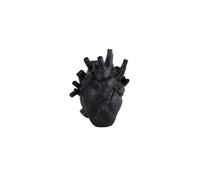 CURTEK Decorative Heart Art Resin Vase - 6.3 x 4.3 Inch Human Heart Shaped Statue for Home Decor Craft Ornaments Creative Gift (Black)