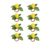 CURTEK Lemon Napkin Rings Set of 8, Yellow and Green Plastic, Farmhouse Style Decorations for Dinner, Wedding, Party