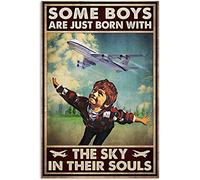 Curteny Boy Aviation Dream Poster Metal Tin Sign,Some Boys are Just Born with The Sky in Their Souls Aluminum Metal Home Bar Sign Cafe Farm Room Metal Poster Interesting Wall Decoration 8X12 Inches