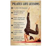 Curteny Canvas Poster Canvas Painting Yoga Metal Tin Sign,Pilates Life Lessons It's Ok to Be Feminine,Wall Panel Retro Art Decor for Home Bedroom Bar Cafe Farm 12x18 inch