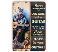 Curteny Guitar Cowboy Metal Tin Sign, Never Underestimate an Old Man with A Guitar Aluminum Metal Home Cabin Club Shop Bar Sign Garage Cafe Farm Metal Wall Panel Art Deco 5.5X8Inch