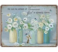 Curteny Metal Poster Plaque Do Not Be Afraid of Tomorrow God is Already There Poster Vintage Metal Tin Signs Home Bar Shop Decorations Coffee Sign Gift 5.5x8 Inch
