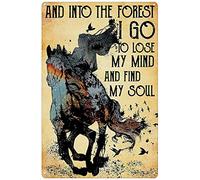 Curteny Metal Poster Plaque Horse Girl Into The Forest I Go to Find My Soul Poster Vintage Metal Tin Signs Home Bar Shop Decorations Coffee Sign Gift 5.5x8 Inch
