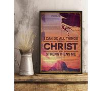 Curteny Metal Poster Plaque I Can Do All Things Through Christ Bible, Art Prints Poster Home Decoration Gift Vintage Metal Tin Signs Home Bar Shop Decorations Coffee Sign Gift 5.5x8 Inch