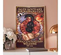 Curteny Metal Poster Plaque Salem Sanctuary for Wayward Cats Poster, Cat Halloween Poster Vintage Metal Tin Sign for Men Women,Wall Decor for Bars,Restaurants,Cafes Pubs,12x16 Inch