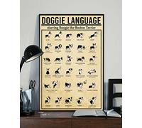 Curteny Metal Tin Retro Sign Doggie Language Starring Boogie The Boston Terrier Funny Dog Poster Vintage Metal Tin Signs Home Bar Shop Decorations Coffee Sign Gift 5.5x8 Inch