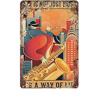 Curteny Metal Tin Retro Sign Jazz is Not Just Music It's A Way of Life Poster, Jazz Poster Vintage Metal Pub Club Cafe bar Home Wall Art Decoration Poster Retro 8x12 Inch