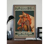 Curteny Metal Tin Retro Sign They Whispered to Her You Can Not Withstand The Storm Cow Girl Horse Poster Vintage Metal Tin Signs Home Bar Shop Decorations Coffee Sign Gift 5.5x8 Inch