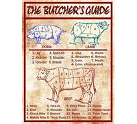 Curteny Metal Vintage Tin Sign Decor Kitchen Knowledge Metal Tin Sign The Butcher's Guide Retro Poster Tin Sign Poster Vintage Metal Signs for Bar Music Club Man Cave Room Wall Decor 5.5x8 Inch