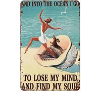 Curteny Metal Vintage Tin Sign Decor Vintage Dancing Girl Dog Ocean Find My Soul Vintage Metal Pub Club Cafe bar Home Wall Art Decoration Poster Retro 5.5x8 Inch