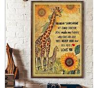 Curteny Vintage Metal Tin Sign Giraffe You are My Sunshine My Only Sunshine You Make Me Happy Poster Tin Sign Poster Vintage Metal Signs for Bar Music Club Man Cave Room Wall Decor 8x12 inch Inch…