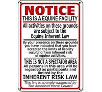 Curteny Vintage Metal Tin Sign Supplemental Equine Liability Tin Sign Warning Statute Horse Barn Stable Vintage Metal Tin Signs Home Bar Shop Decorations Coffee Sign Gift 5.5x8 Inch