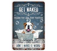 Curteny Vintage Wall Poster Metal Plaque British Bulldog Bath Get Naked Wall-Art For Bathroom Living-Room And Office Decor Modern Wall Art Wall Decor 6x8 Inch Toilet/bathroom/washroom/restroom