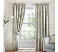 Trailing Bird Jacquard Duck Egg Pencil Pleat Curtains Blue and Grey