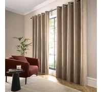 Curtina Boucle Chenille Woven Natural Blackout Eyelet Curtains