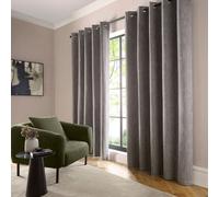 Curtina Boucle Chenille Woven Grey Blackout Eyelet Curtains