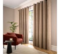 Curtina Boucle Chenille Natural Eyelet Curtains (229 x 229cm) - Lined - Polyester Window Curtains
