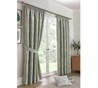 Curtina Bramford Pencil Pleat Jacquard Lined Curtains Green