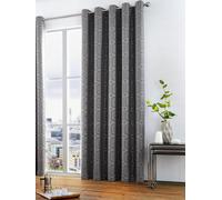 Curtina 'Camberwell' Modern Geo Design Jacquard Eyelet Curtains in Dark Grey | Size: 168 cm width x 137 cm drop Curtina Dark Grey 168 cm width x 137 cm drop