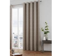 Curtina 'Camberwell' Modern Geo Design Jacquard Eyelet Curtains in Stone | Size: 117 cm width x 137 cm drop Curtina Stone 117 cm width x 137 cm drop