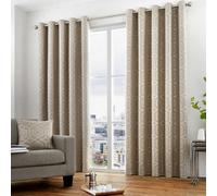 Curtina Camberwell Modern Geo Jacquard Stone Eyelet Curtains