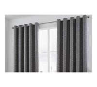 Curtina 'Camberwell' Modern Geo Design Jacquard Eyelet Curtains in Dark Grey | Size: 168 cm width x 137 cm drop Curtina Dark Grey 168 cm width x 137 cm drop