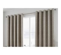 Curtina Camberwell Print Eyelet Lined Curtains, Stone, 90 x 90 Inch