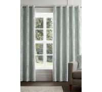 Curtina - Duck Egg Blue Damask Curtains W90 x L90 (229 x 229cm) - Light Blue Jacquard Eyelet Curtains - Botanical Luxury Curtains & Drapes for Living Room & Bedroom - Traditional Drapes/Door Curtain