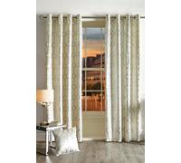 Curtina Darla Ivory Velvet Pair Of Eyelet Curtains