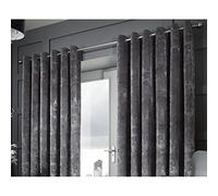 Curtina Downton Jacquard Damask Eyelet Lined Curtains, Graphite, 90 x 90 Inch