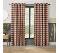 Curtina Everett Eyelet Curtains, Living Room, 229 x 183 cm, Red, 100% Recycled Polyester, Light Filtering, Jacquard Woven, Checkered Pattern