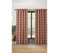 Curtina Everett Eyelet Curtains, Living Room, 168 x 137 cm, Red, 100% Recycled Polyester, Light Filtering, Jacquard Woven, Checkered Pattern