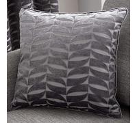 Curtina Kendal Damask Geometric Textured Piped Cushion Cover, Charcoal, 43 x 43 Cm