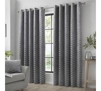 Curtina Kendal Textured Weave Pair Of Charcoal Eyelet Curtains