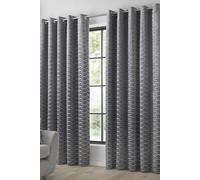 Curtina 'Kendal' Textured Weave Pair of Eyelet Curtains in Charcoal | Size: 168 cm width x 183 cm drop Curtina Charcoal 168 cm width x 183 cm drop