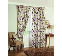 Curtina Kerena 3-inch Lined Curtains, 66 x 90-inch, Aubergine