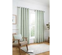 Curtina - Sage Green Floral & Bird Woven Curtains W66 x L54 (168 x 137cm) - Vintage Green Flower Eyelet Curtains - Traditional Curtains & Drapes for Living Room & Bedroom - Jacquard Thermal Curtains